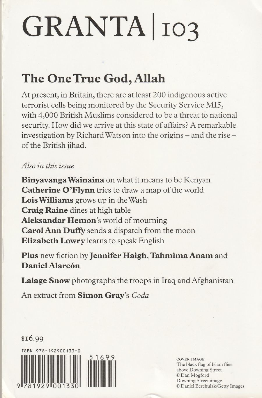 Granta Issue 103 back cover