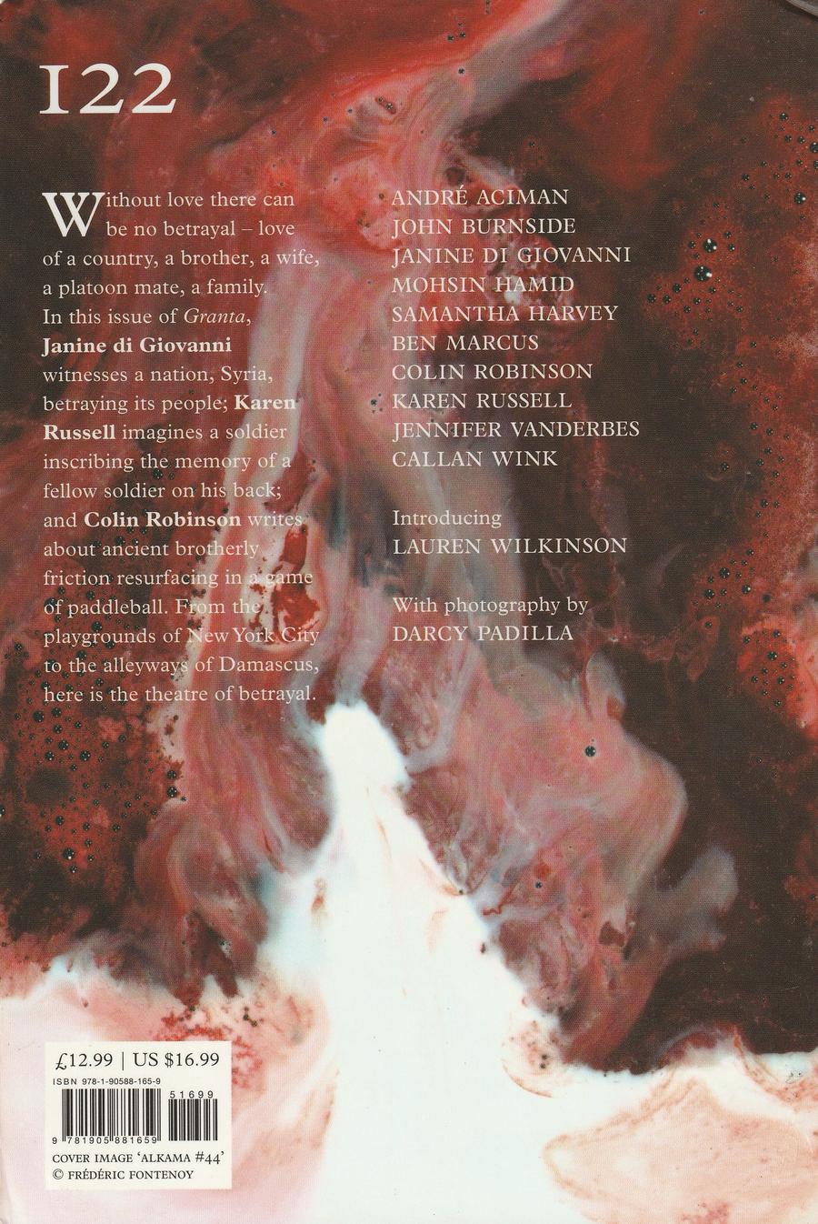 Granta Issue 122 back cover