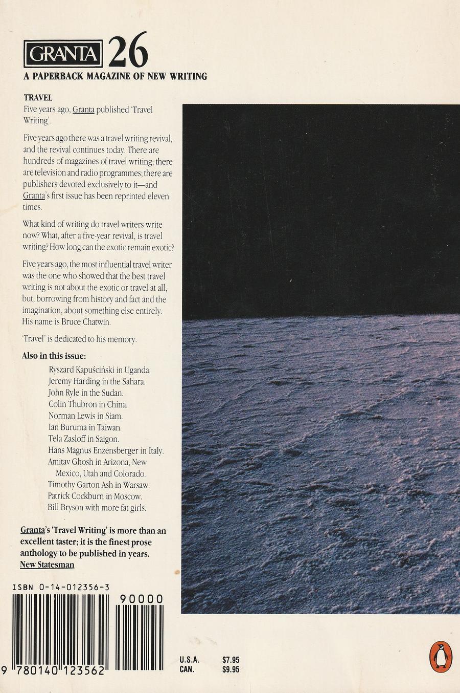 Granta Issue 26 back cover