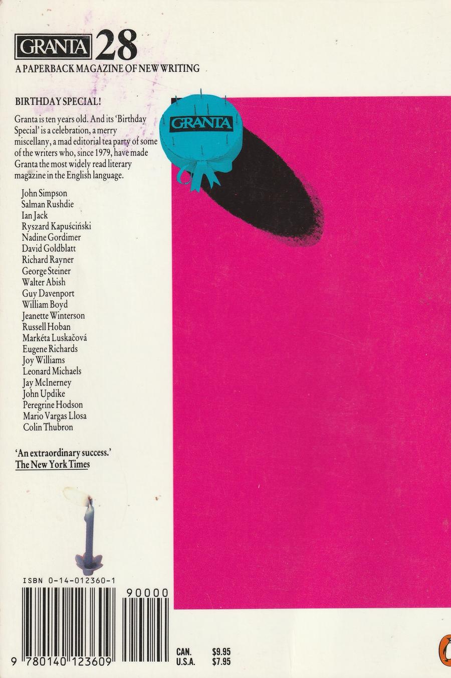 Granta Issue 28 back cover
