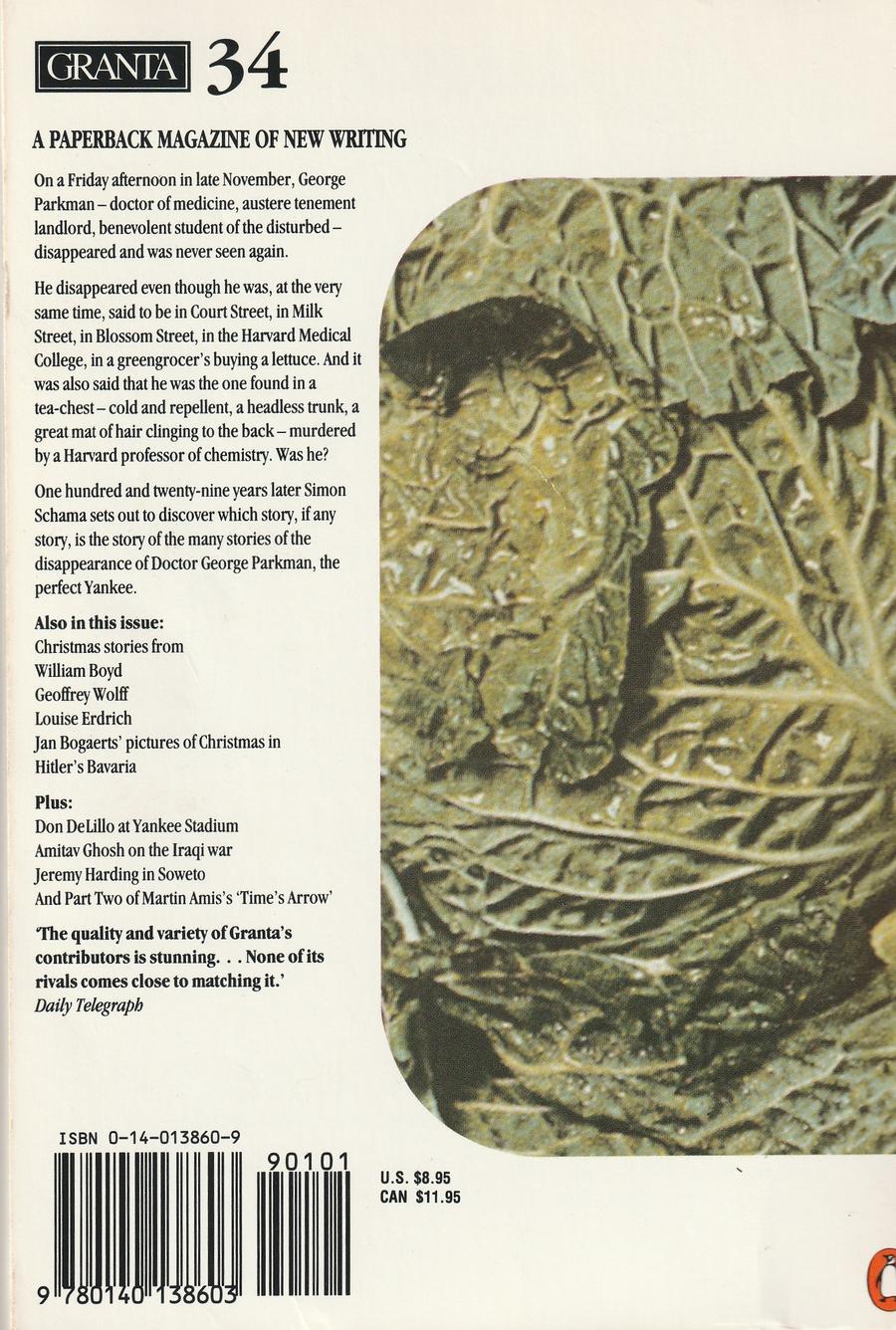 Granta Issue 34 back cover