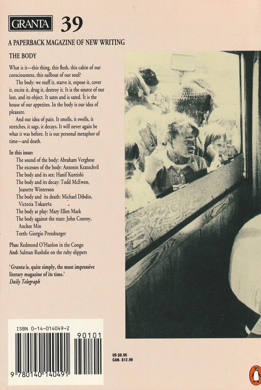 Granta Issue 39 back cover