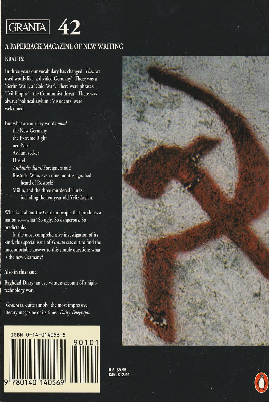 Granta Issue 42 back cover