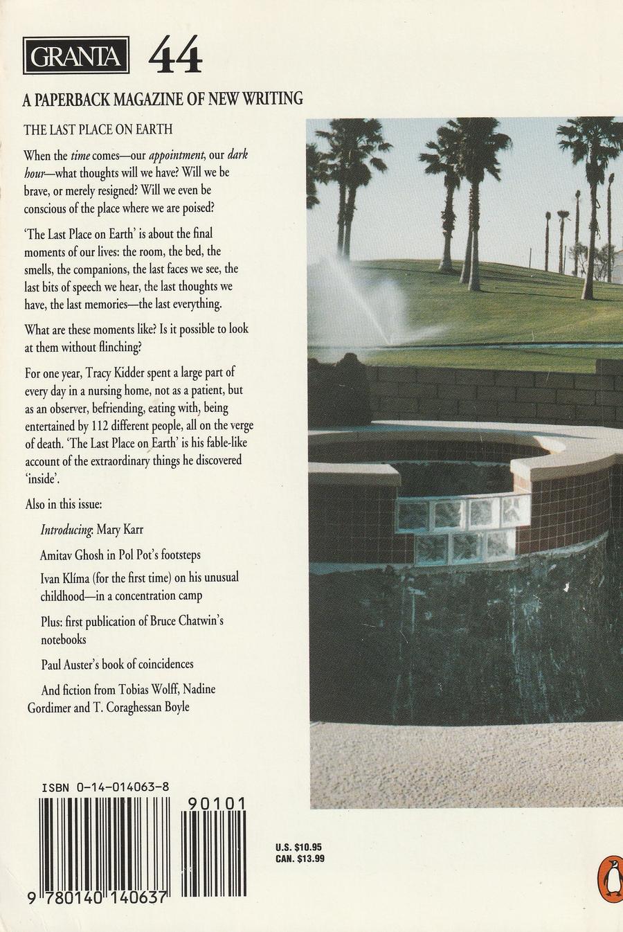 Granta Issue 44 back cover