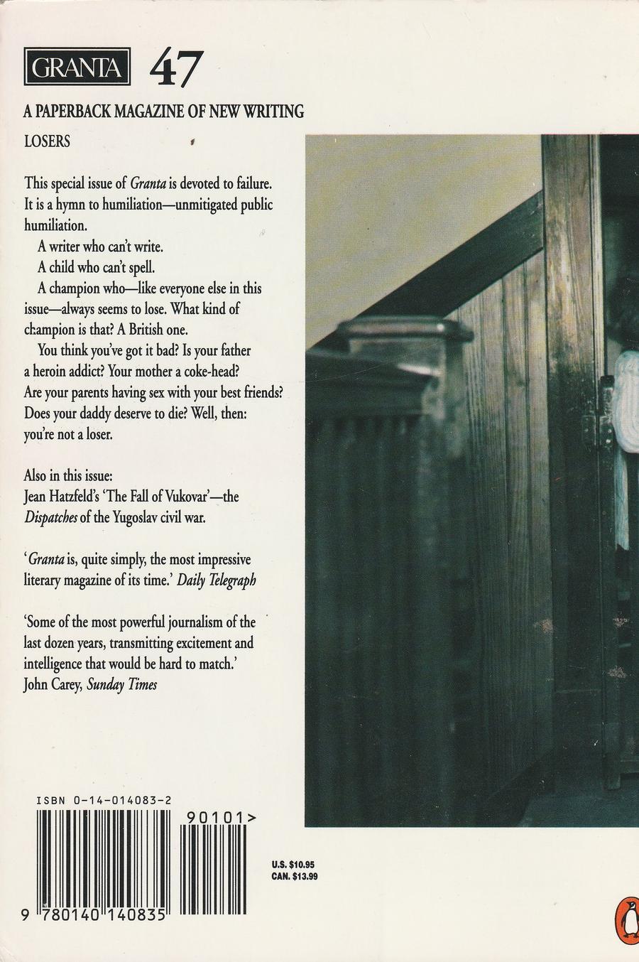 Granta Issue 47 back cover