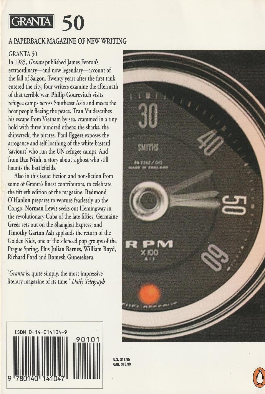 Granta Issue 50 back cover