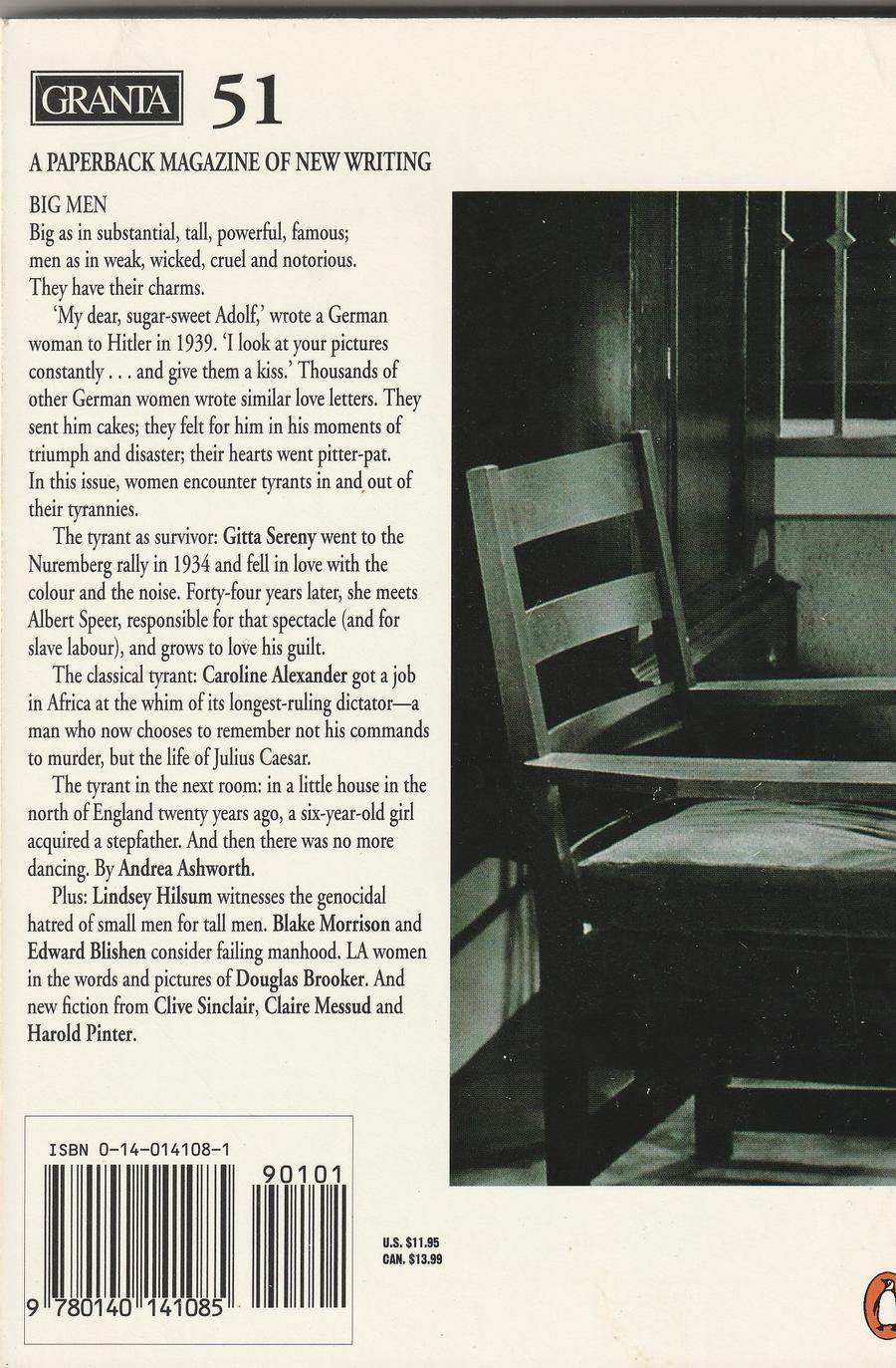 Granta Issue 51 back cover