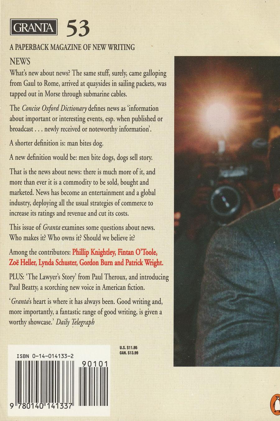 Granta Issue 53 back cover