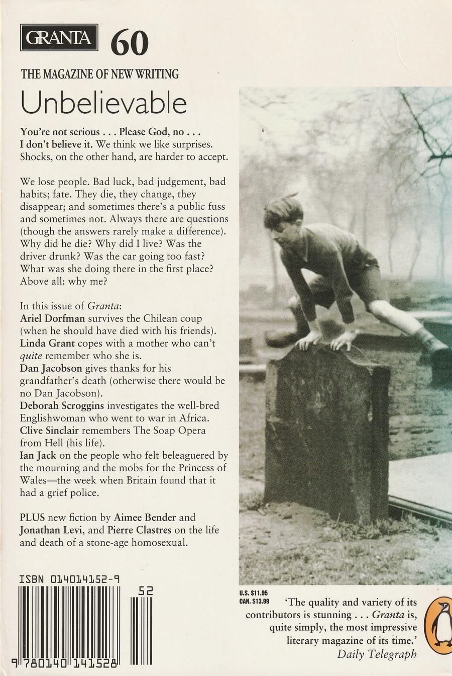 Granta Issue 60 back cover