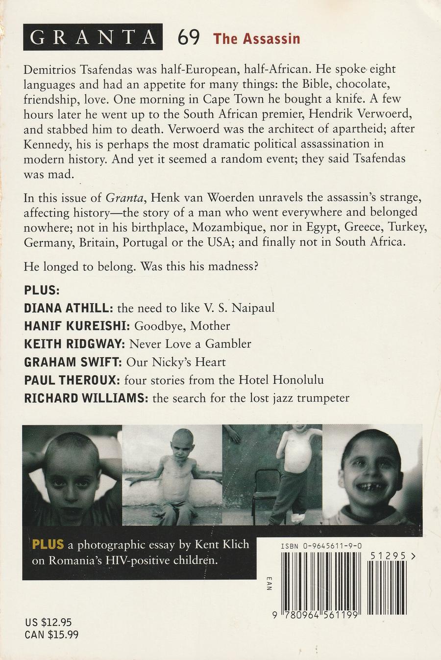 Granta Issue 69 back cover