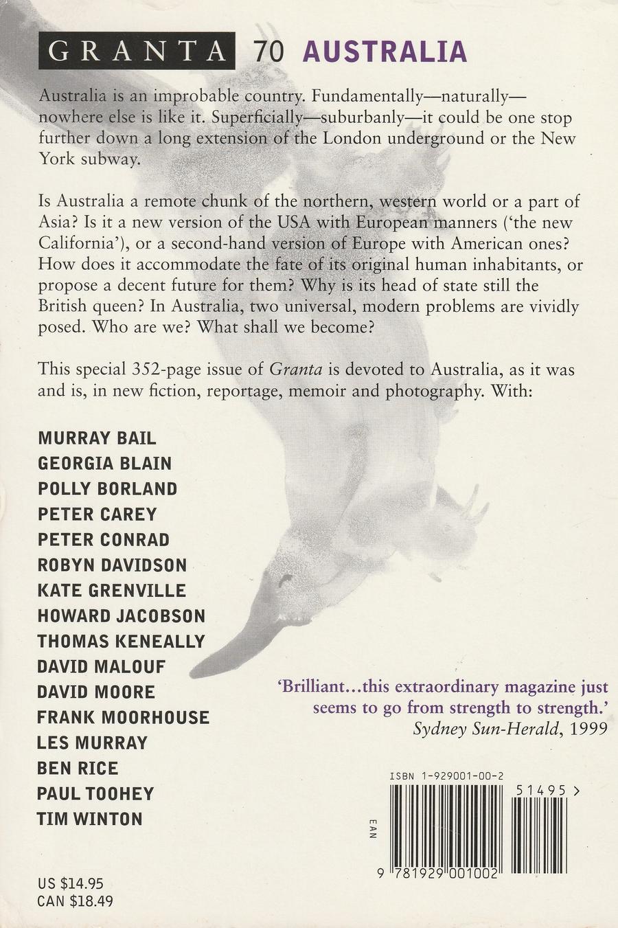 Granta Issue 70 back cover