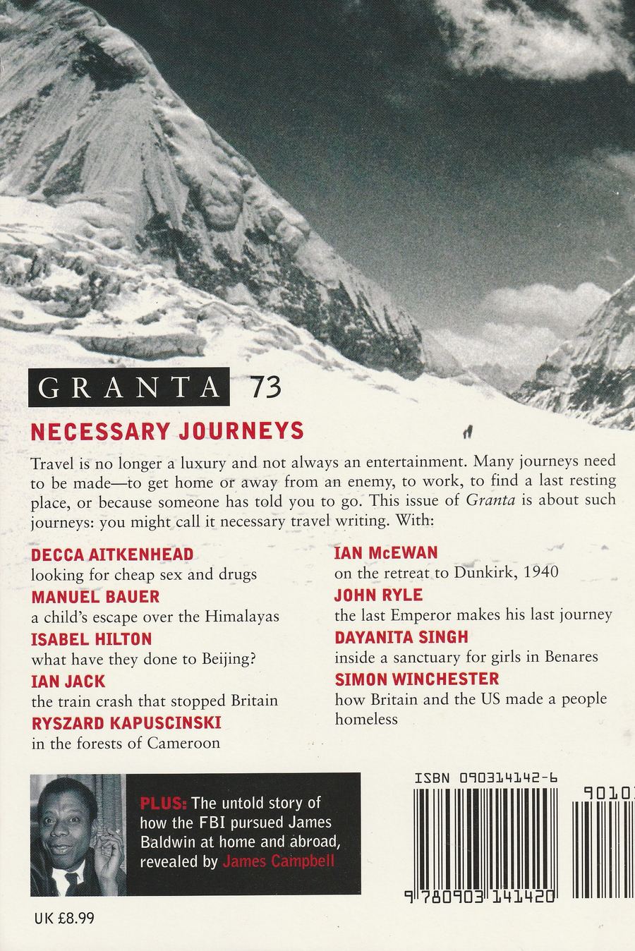 Granta Issue 73 back cover