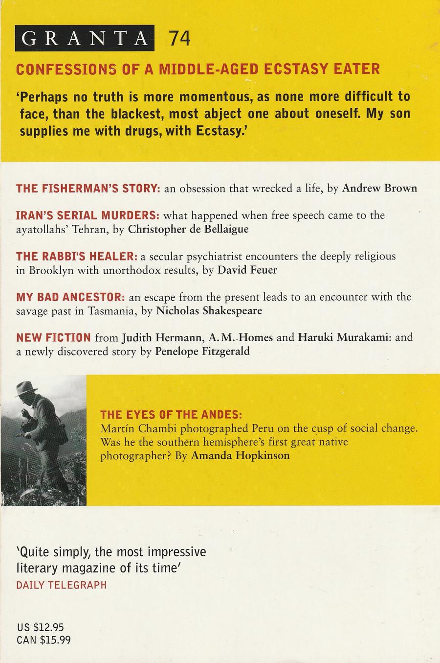 Granta Issue 74 back cover