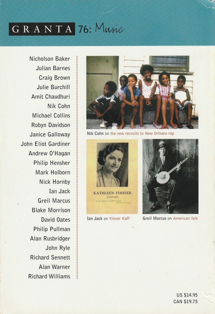 Granta Issue 76 back cover