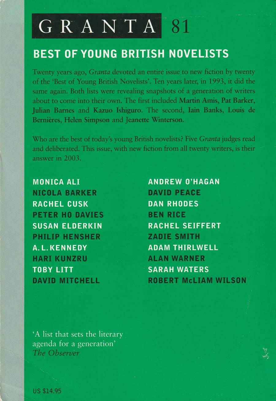 Granta Issue 81 back cover