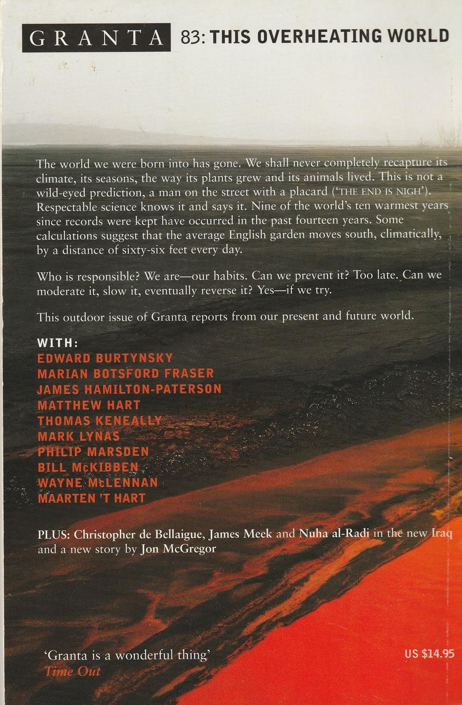 Granta Issue 83 back cover