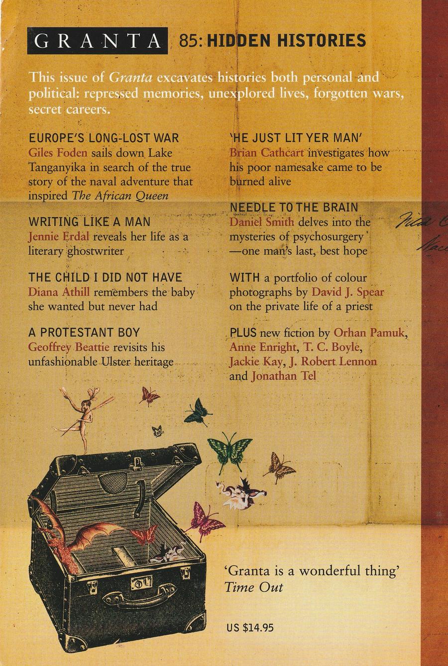 Granta Issue 85 back cover