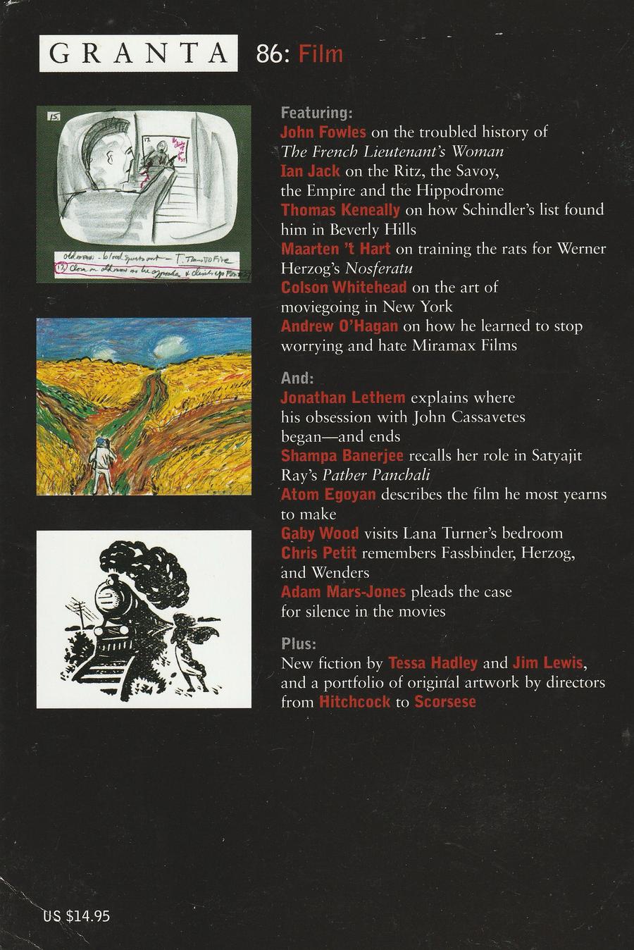 Granta Issue 86 back cover