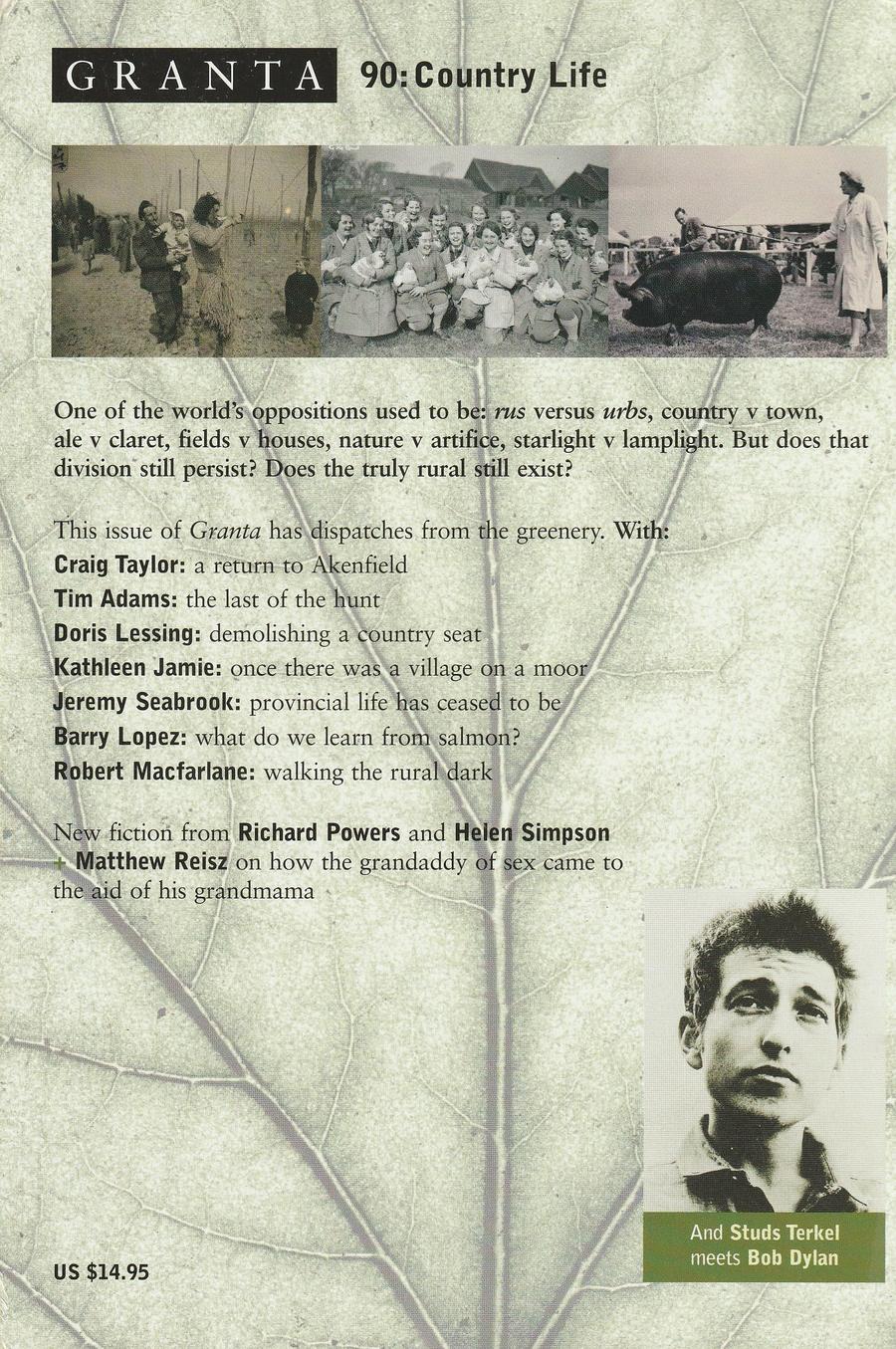 Granta Issue 90 back cover