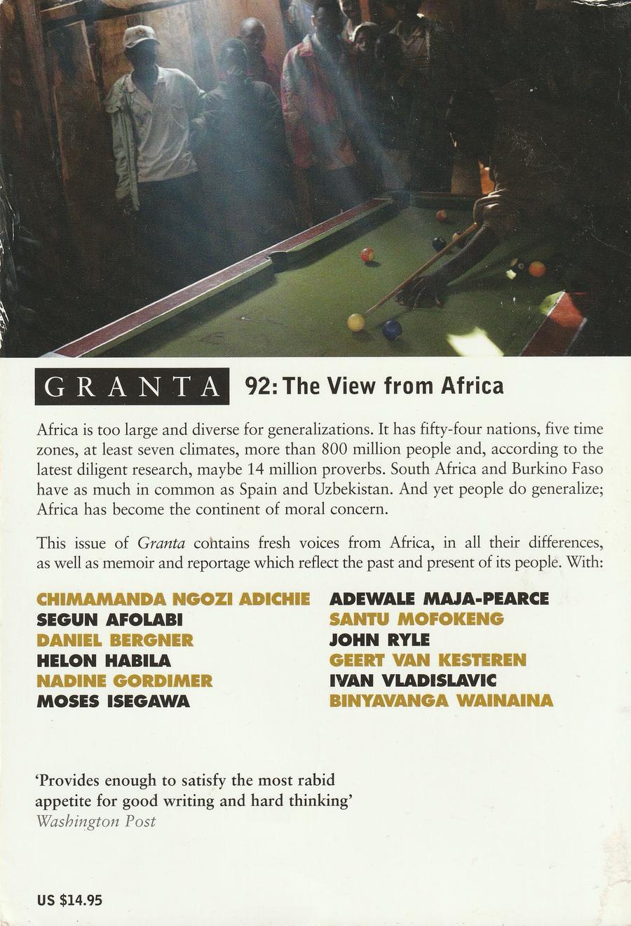 Granta Issue 92 back cover