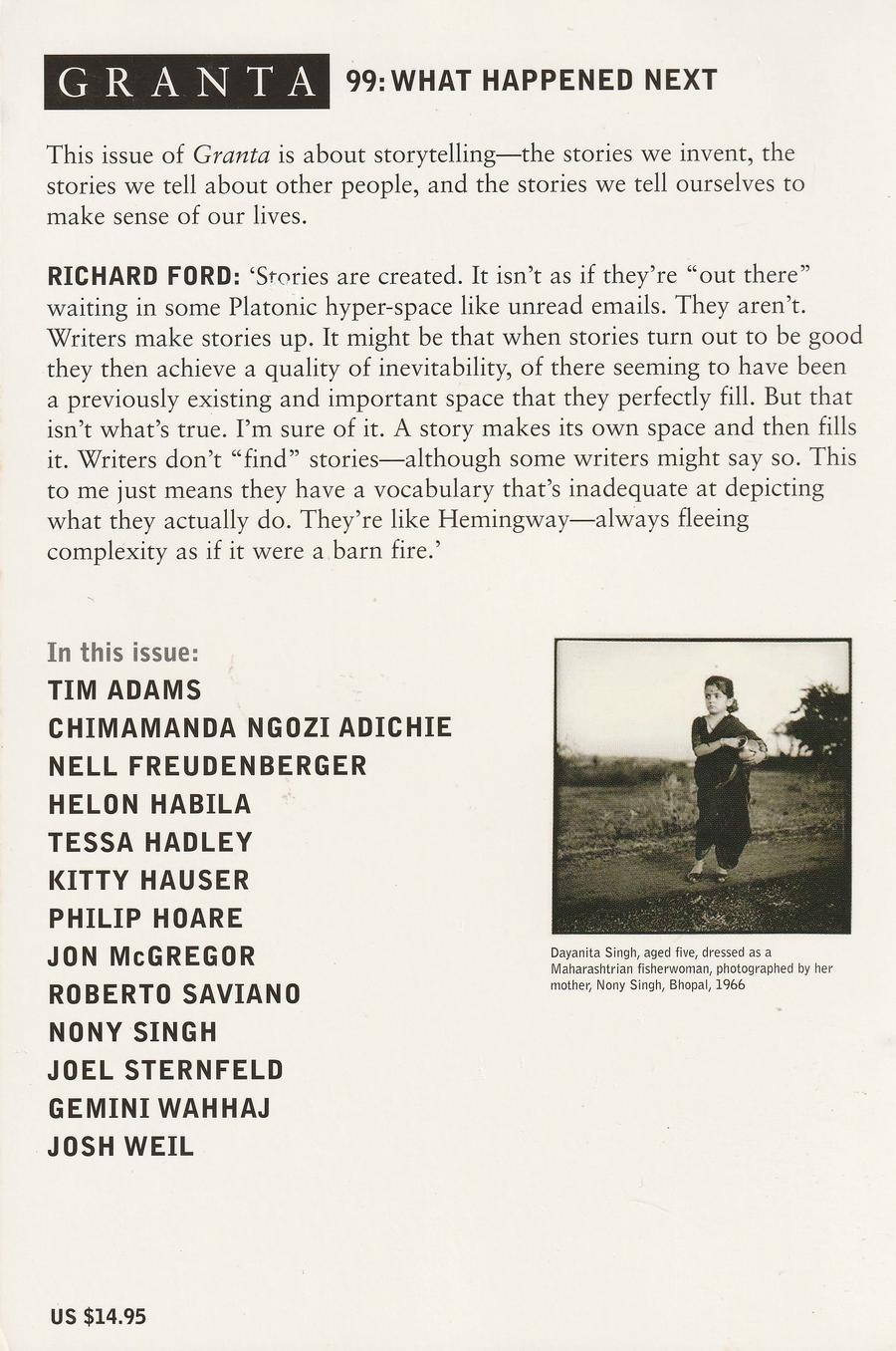 Granta Issue 99 back cover
