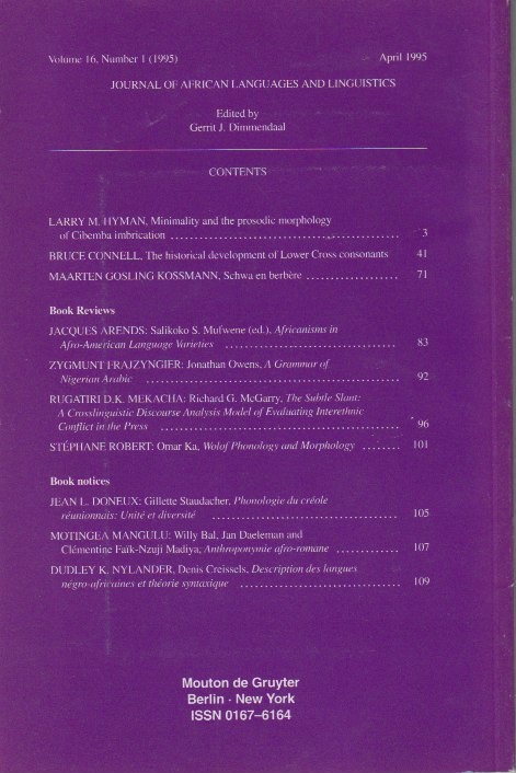Back cover with contents