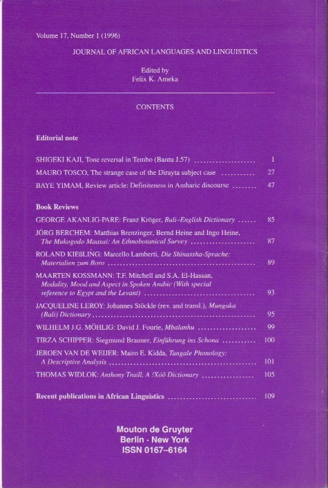 Back cover with contents