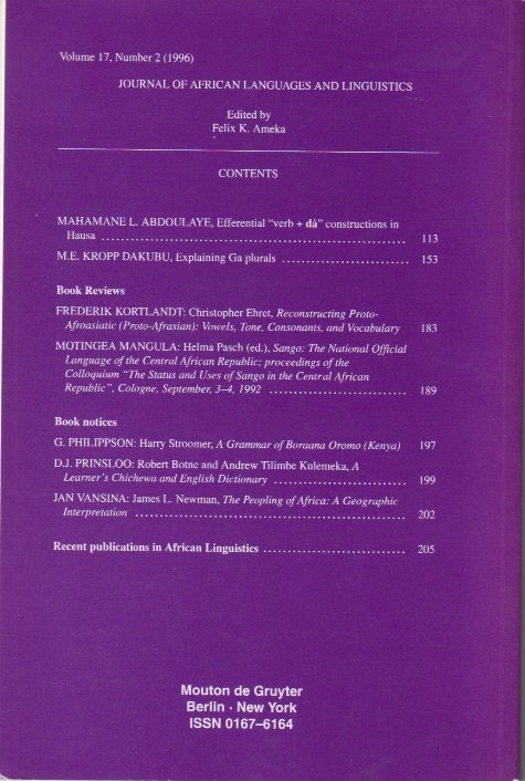 Back cover with contents