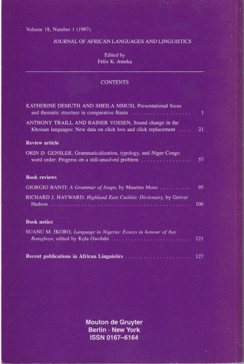 Back cover with contents