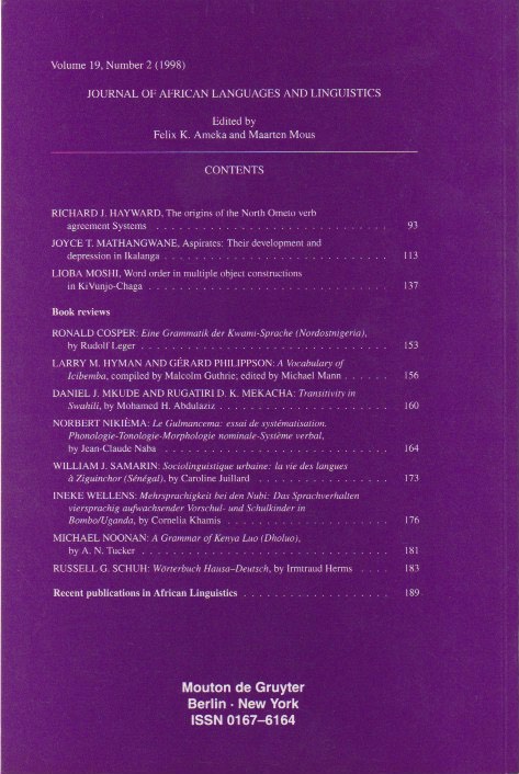 Back cover with contents