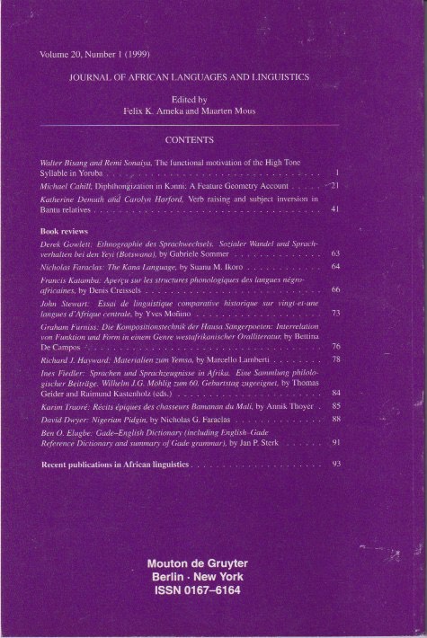 Back cover with contents