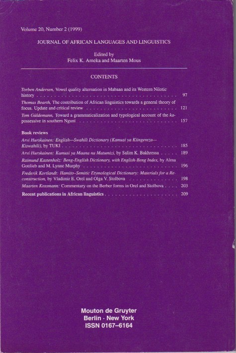 Back cover with contents