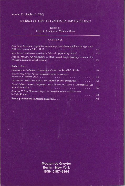 Back cover with contents