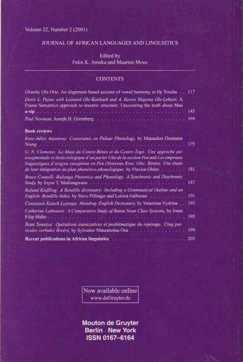 Back cover with contents