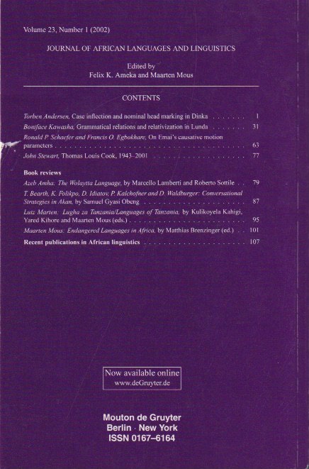 Back cover with contents
