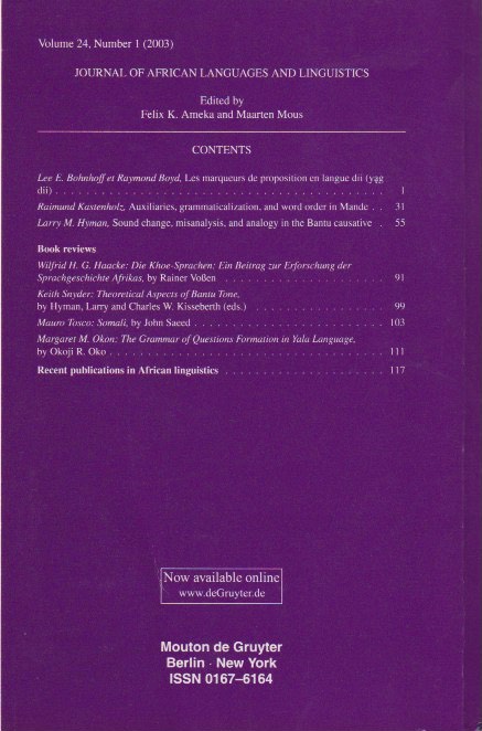 Back cover with contents