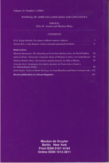 Back cover with contents