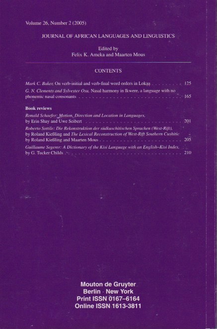Back cover with contents