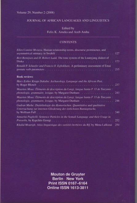 Back cover with contents