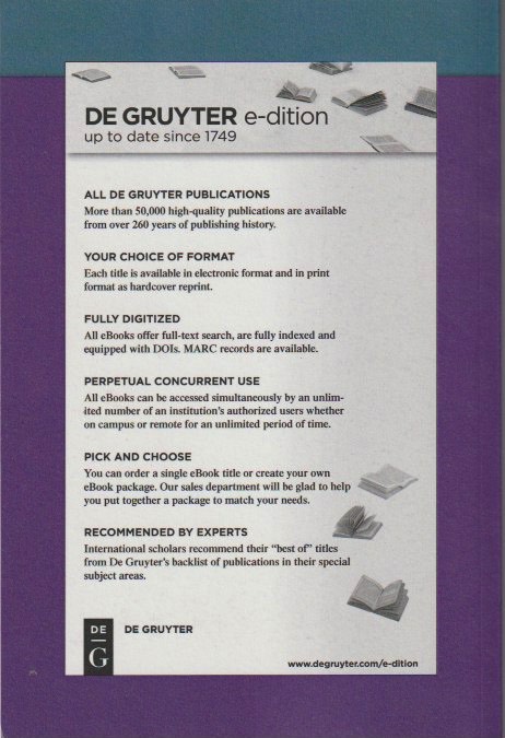 Back cover — De Gruyter e-dition advertisement