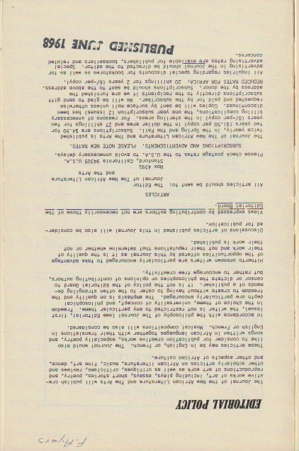 Editorial policy, stamped PUBLISHED JUNE 1968