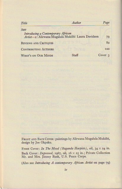 Contents, continued, with cover credits