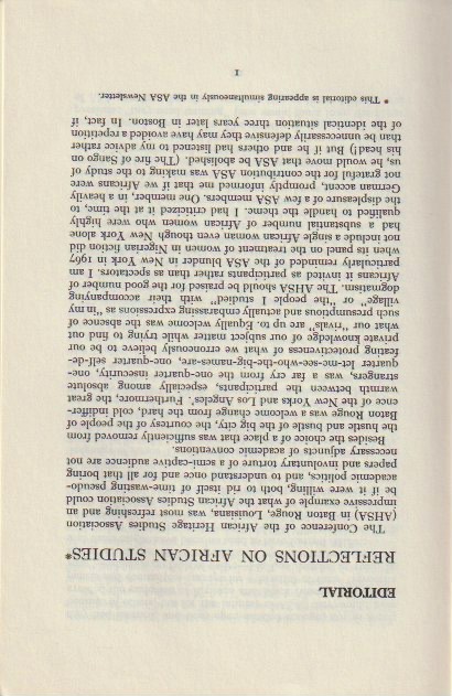Editorial: Reflections on African Studies