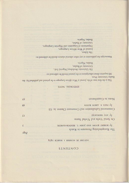 Contents and editorial note