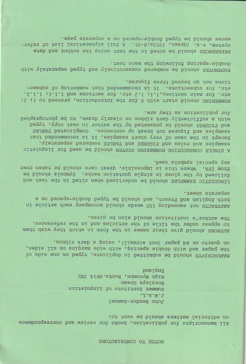 Notes to Contributors