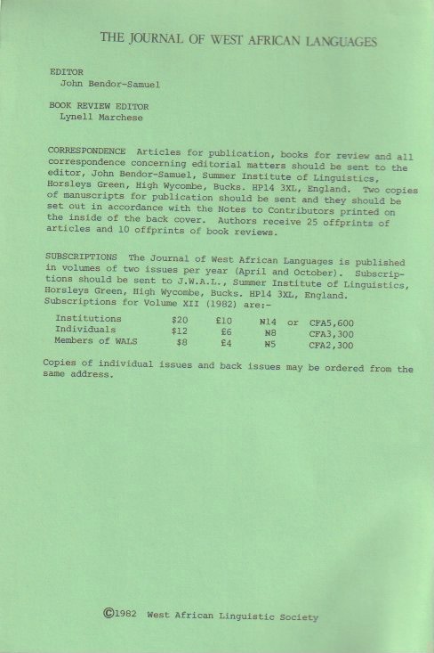 Editorial board and subscription details