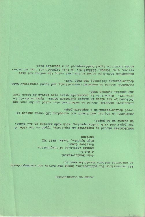 Notes to Contributors