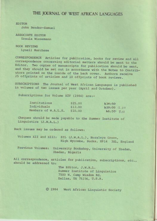 Editorial board and subscription details