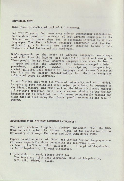 Editorial note and tribute