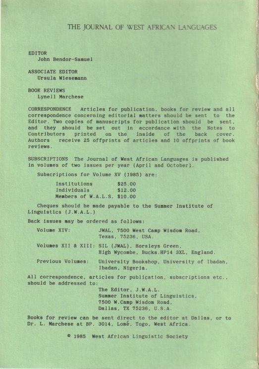 Editorial board and subscription details
